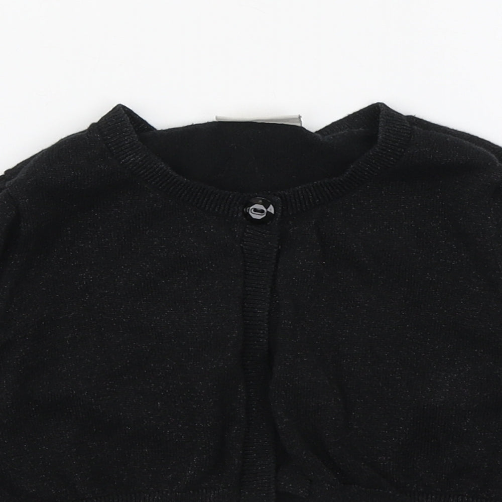 NEXT Girls Black Round Neck  Cotton Cardigan Jumper Size 5-6 Years  Button