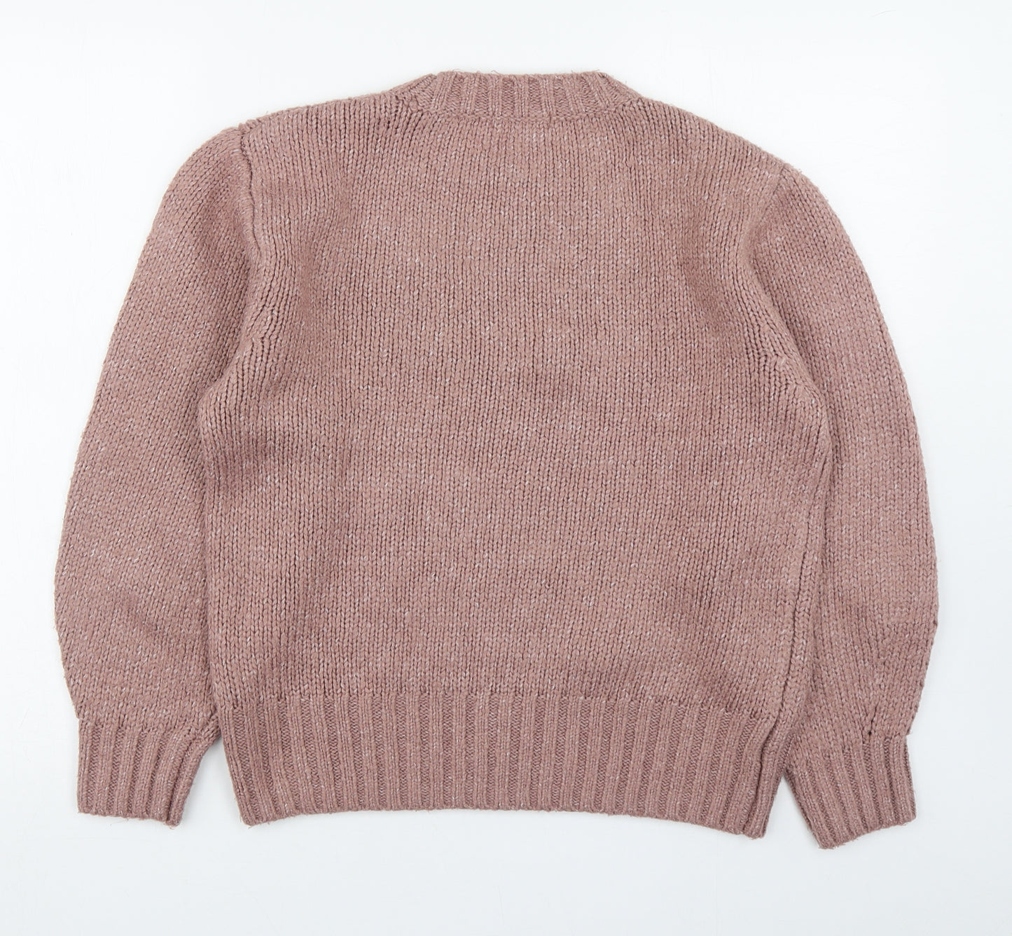 TU Womens Pink Round Neck  Acrylic Pullover Jumper Size S