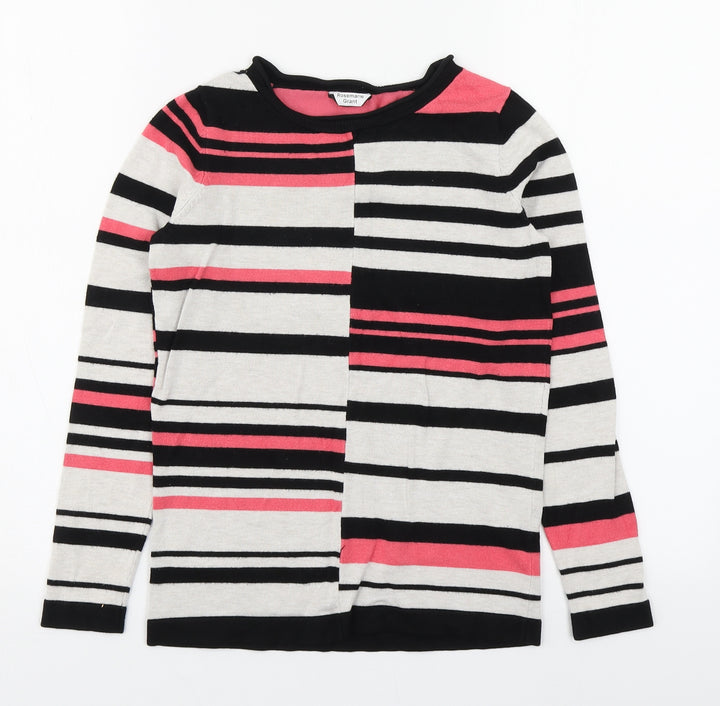 M&Co Womens Multicoloured Round Neck Striped Viscose Pullover Jumper Size 8