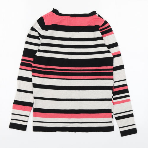 M&Co Womens Multicoloured Round Neck Striped Viscose Pullover Jumper Size 8