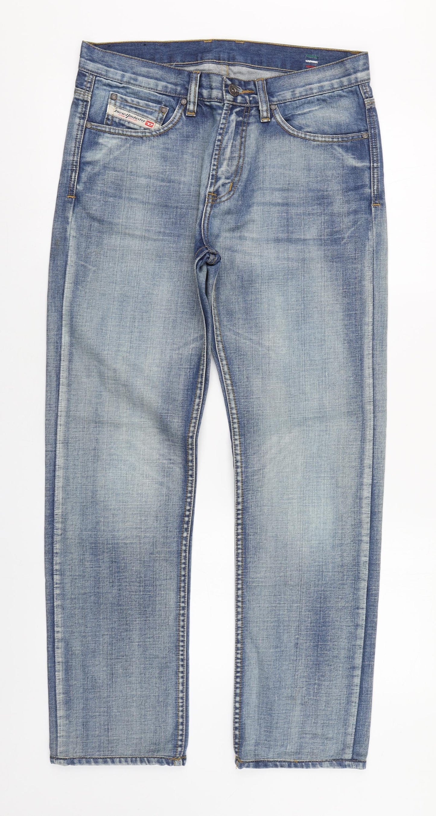 Diesel Mens Blue  Cotton Straight Jeans Size 32 in L29 in Regular Zip