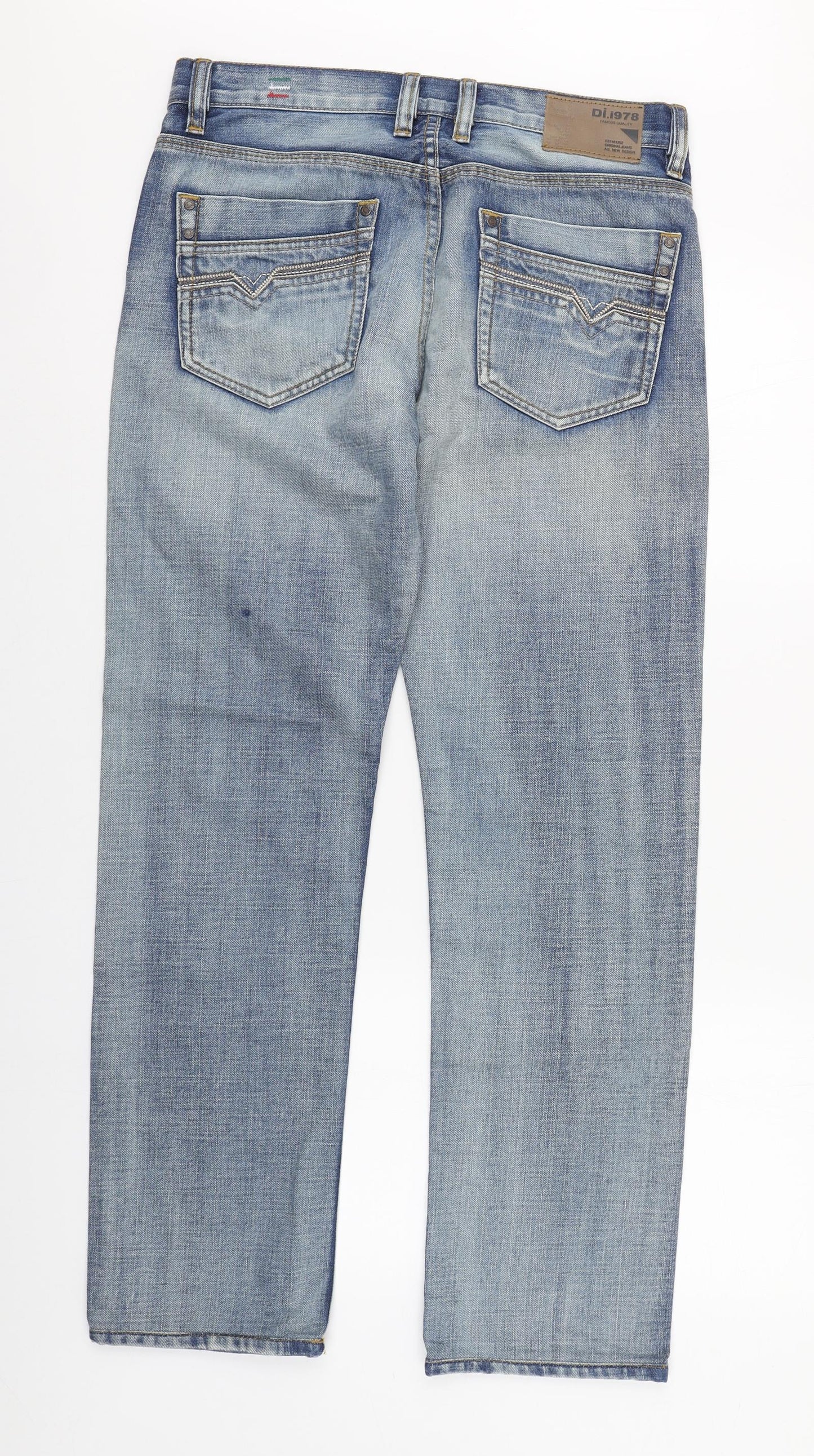 Diesel Mens Blue  Cotton Straight Jeans Size 32 in L29 in Regular Zip