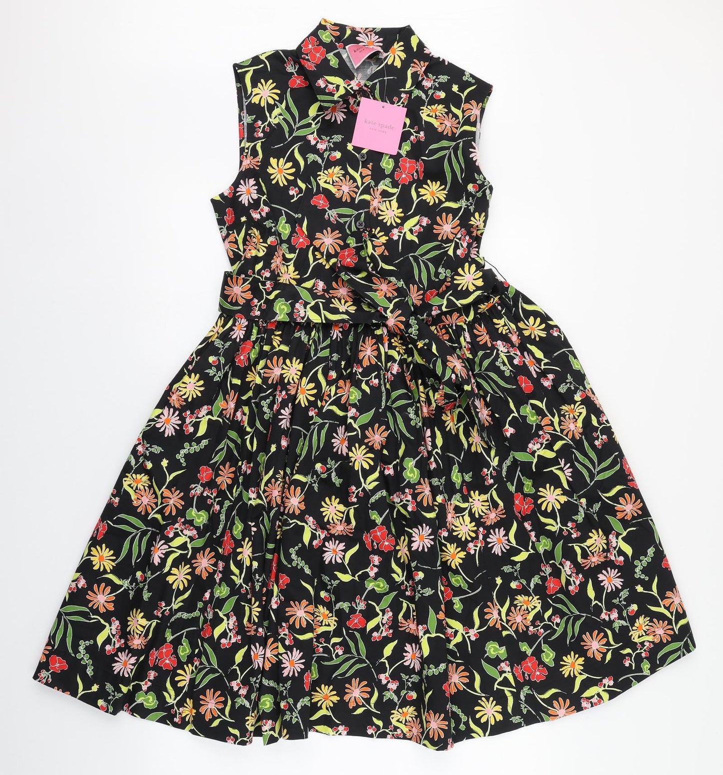 Kate Spade Womens Multicoloured Floral Cotton Fit & Flare  Size S  Collared Button