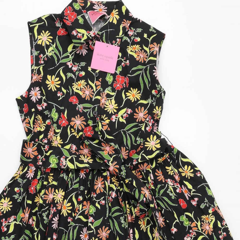 Kate Spade Womens Multicoloured Floral Cotton Fit & Flare  Size S  Collared Button