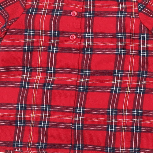 Primark Girls Red Plaid Polyester Fit & Flare  Size 3-6 Months  Round Neck