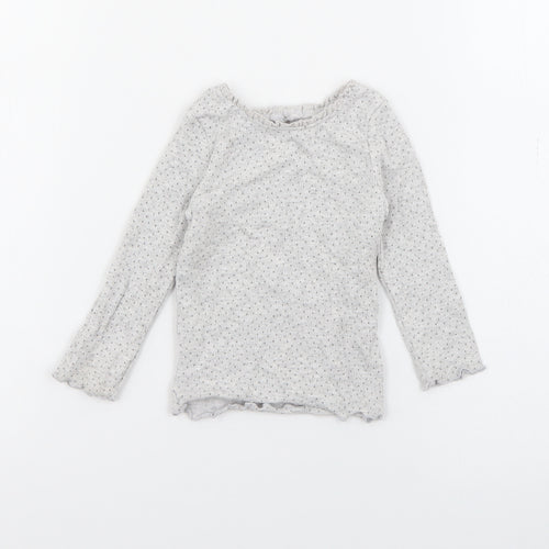 Dunnes Girls Grey Polka Dot Cotton Pullover Jumper Size 6-9 Months