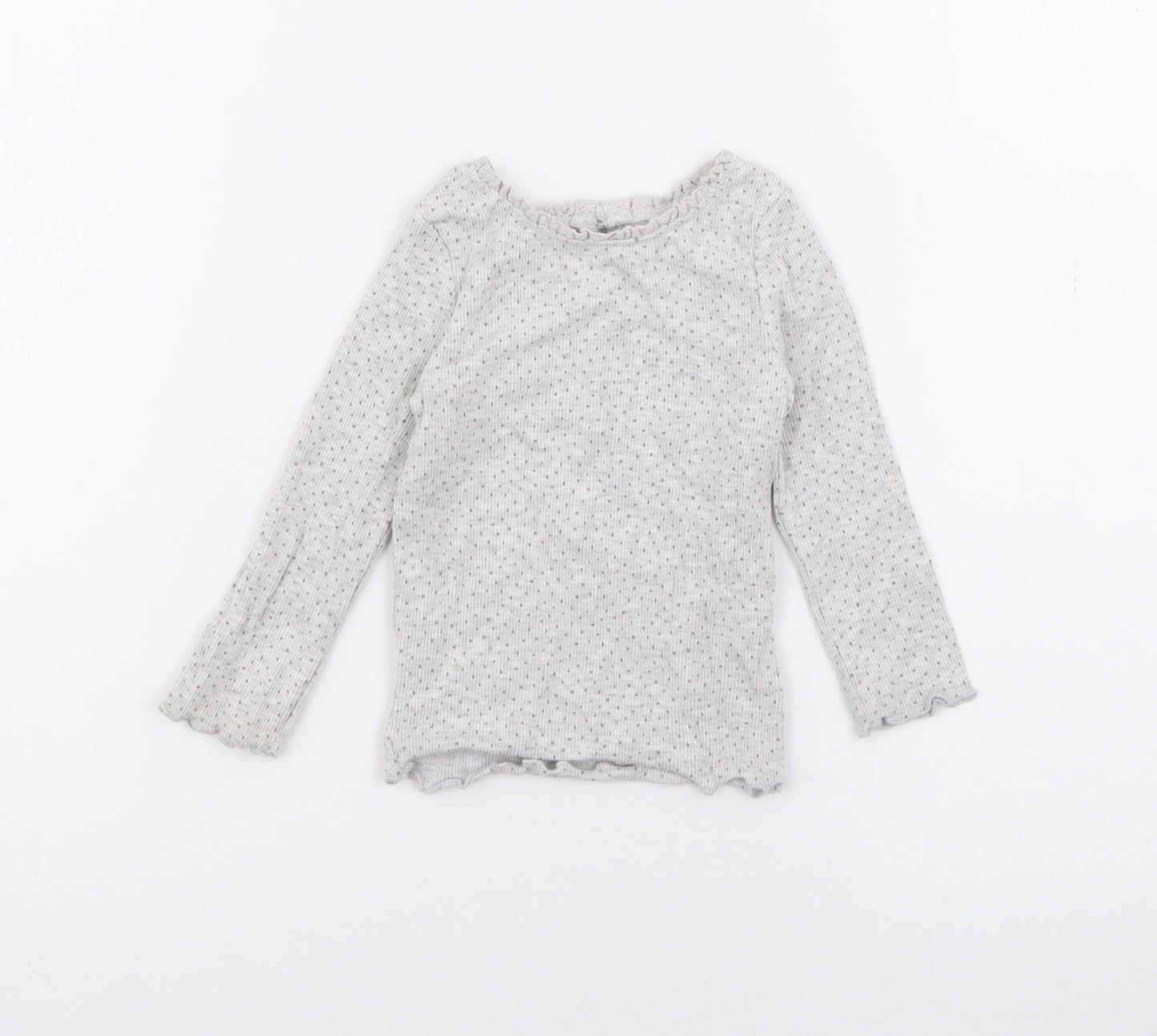Dunnes Girls Grey Polka Dot Cotton Pullover Jumper Size 6-9 Months