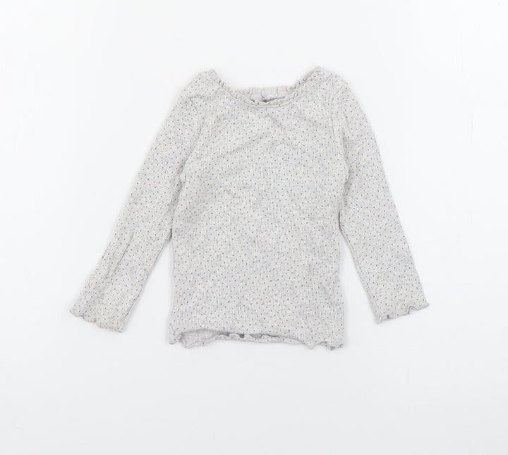 Dunnes Girls Grey Polka Dot Cotton Pullover Jumper Size 6-9 Months