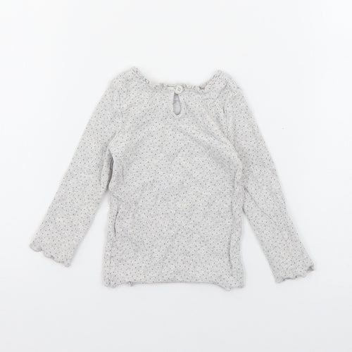 Dunnes Girls Grey Polka Dot Cotton Pullover Jumper Size 6-9 Months