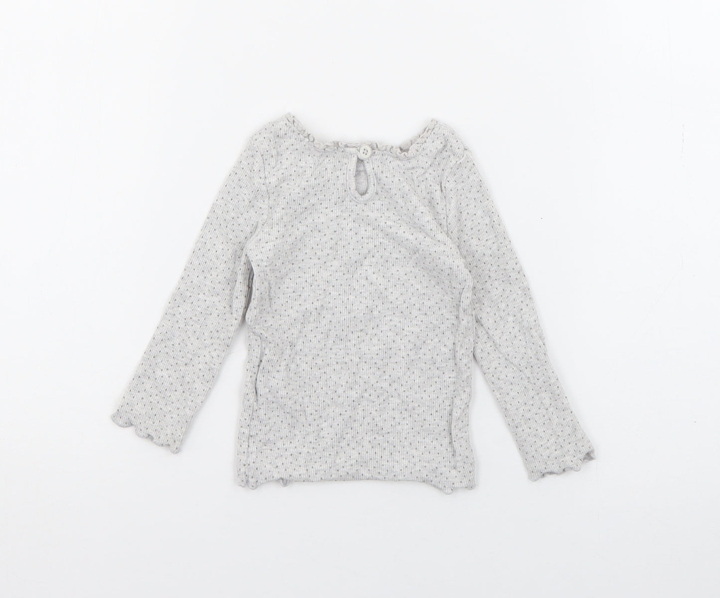 Dunnes Girls Grey Polka Dot Cotton Pullover Jumper Size 6-9 Months