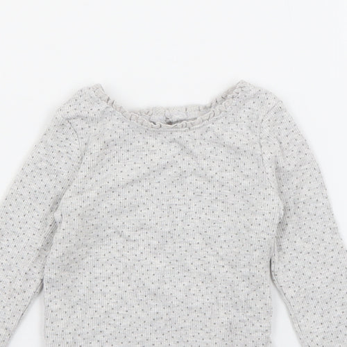 Dunnes Girls Grey Polka Dot Cotton Pullover Jumper Size 6-9 Months