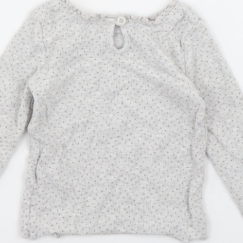 Dunnes Girls Grey Polka Dot Cotton Pullover Jumper Size 6-9 Months