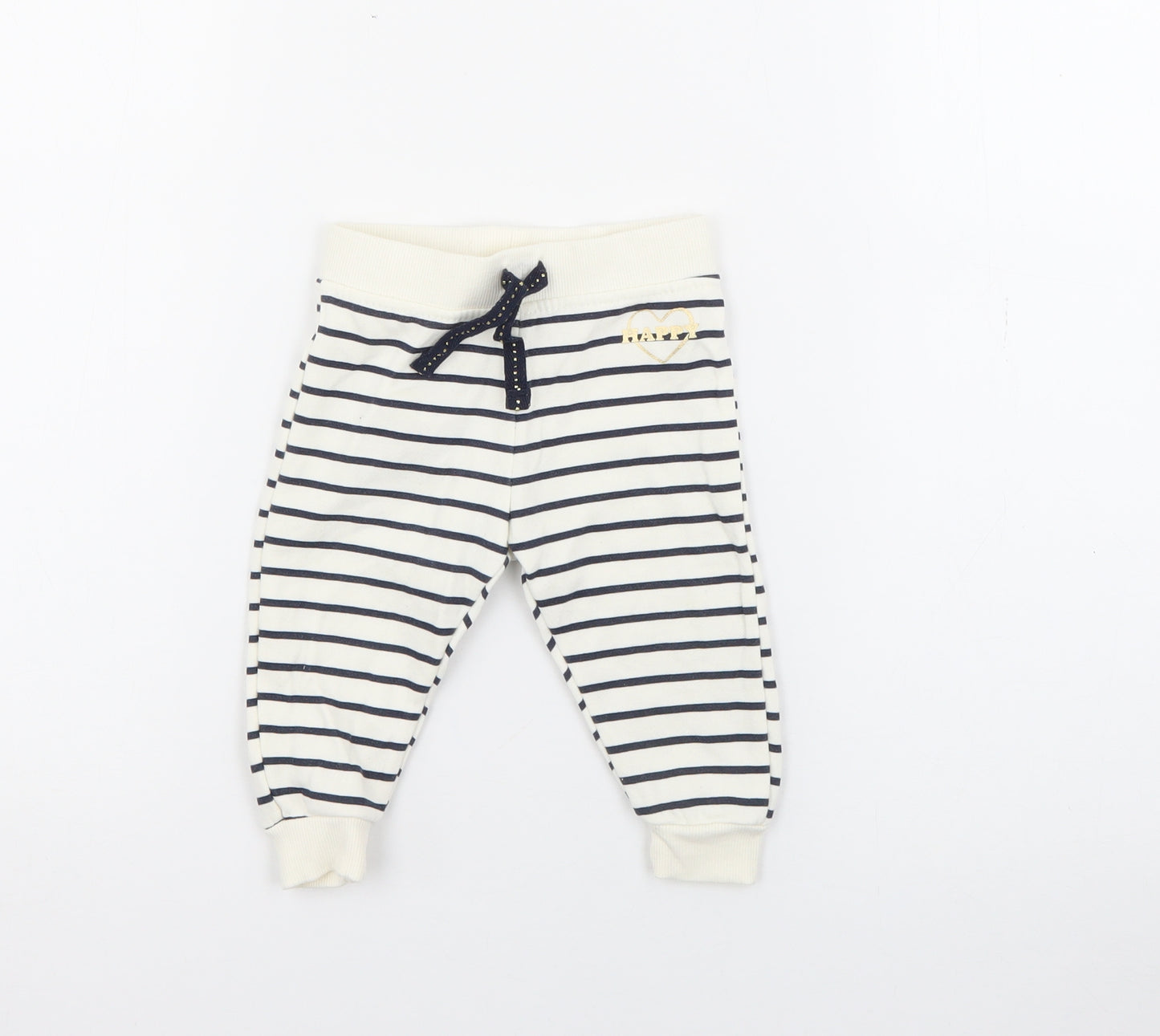 Primark Baby White Striped Cotton Jogger Trousers Size 3-6 Months