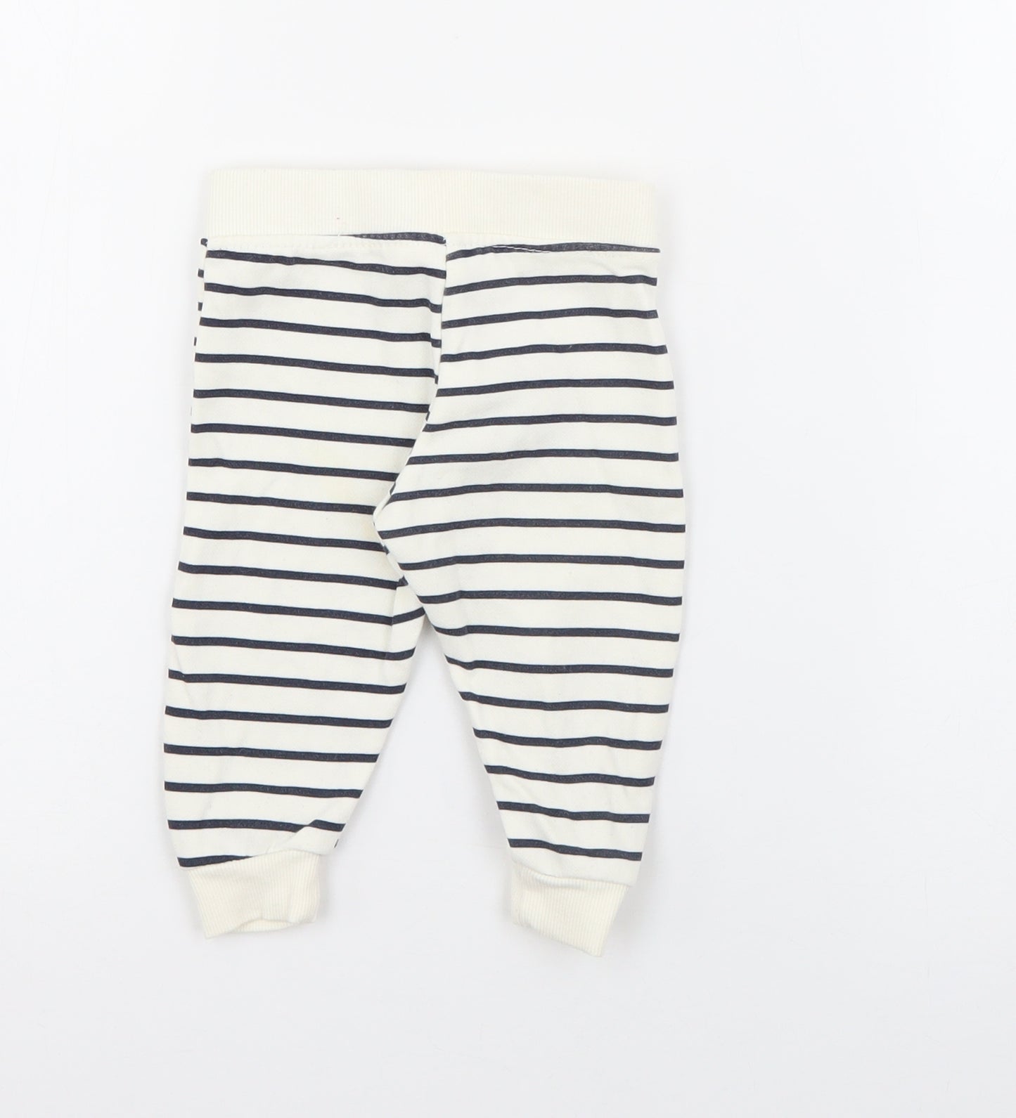 Primark Baby White Striped Cotton Jogger Trousers Size 3-6 Months