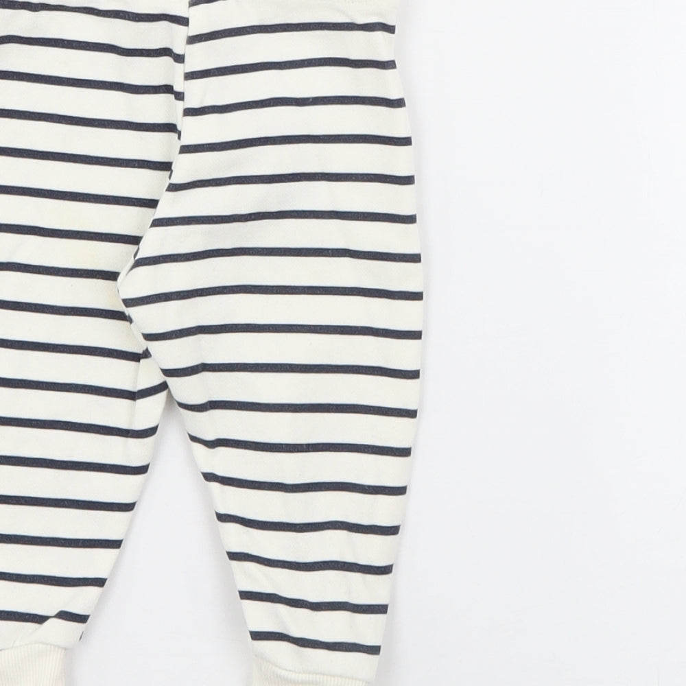 Primark Baby White Striped Cotton Jogger Trousers Size 3-6 Months