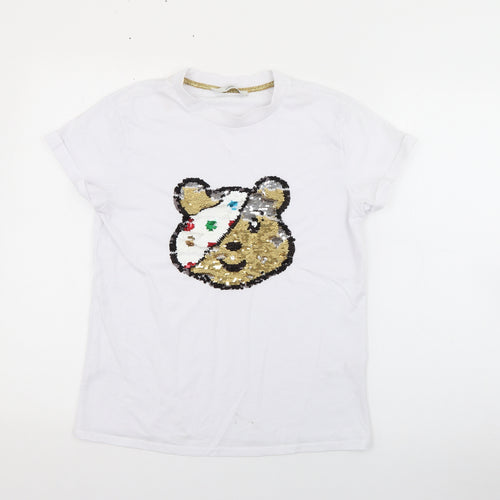 George Womens White  Cotton Basic T-Shirt Size XS Crew Neck - Pudsey