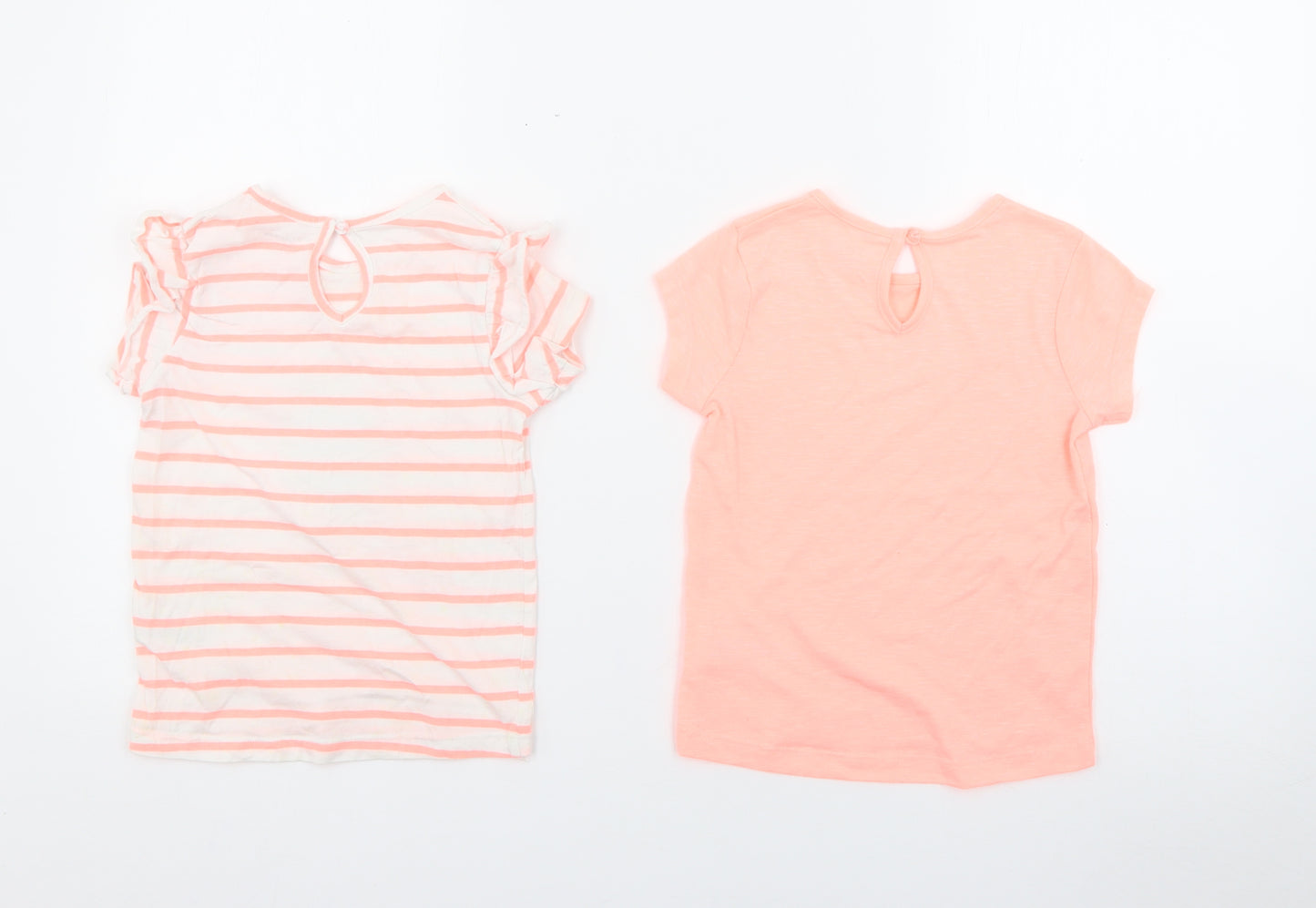 Primark Girls Orange  Cotton Basic T-Shirt Size 2-3 Years Crew Neck
