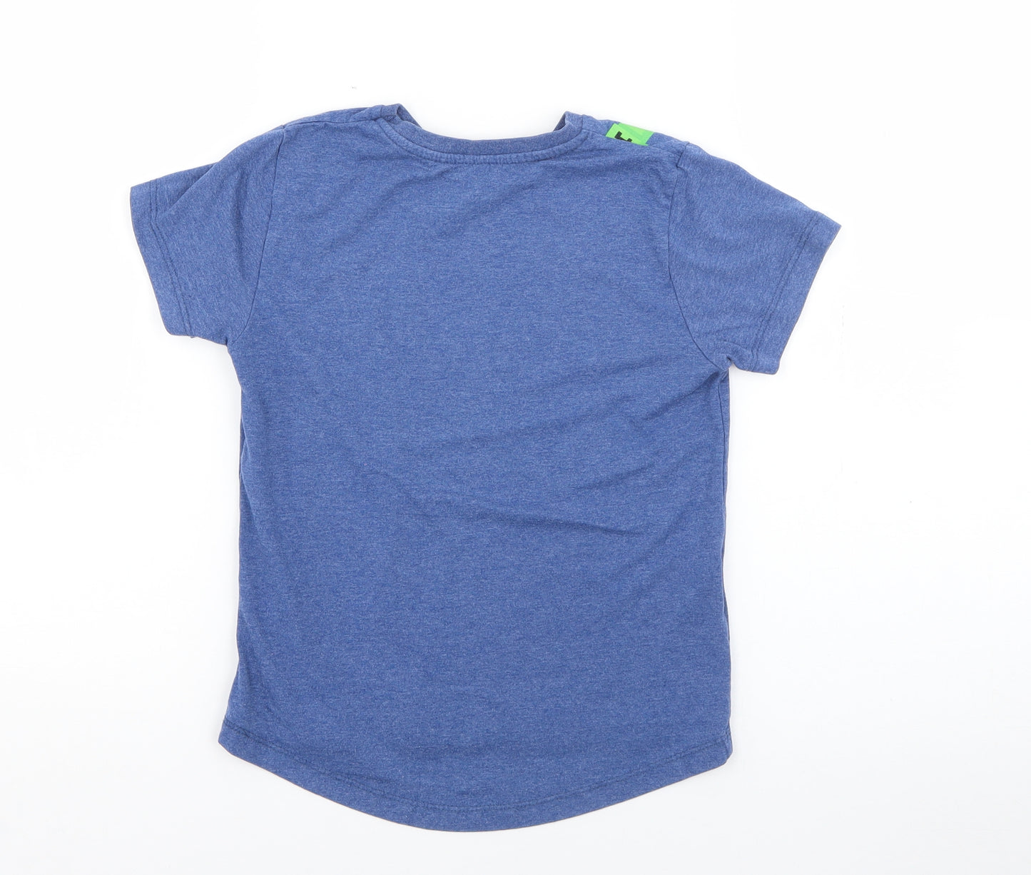 Primark Boys Blue  Cotton Basic T-Shirt Size 5-6 Years Crew Neck  - Minecraft