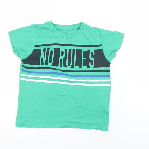 Primark Boys Green  Cotton Basic T-Shirt Size 5-6 Years Crew Neck