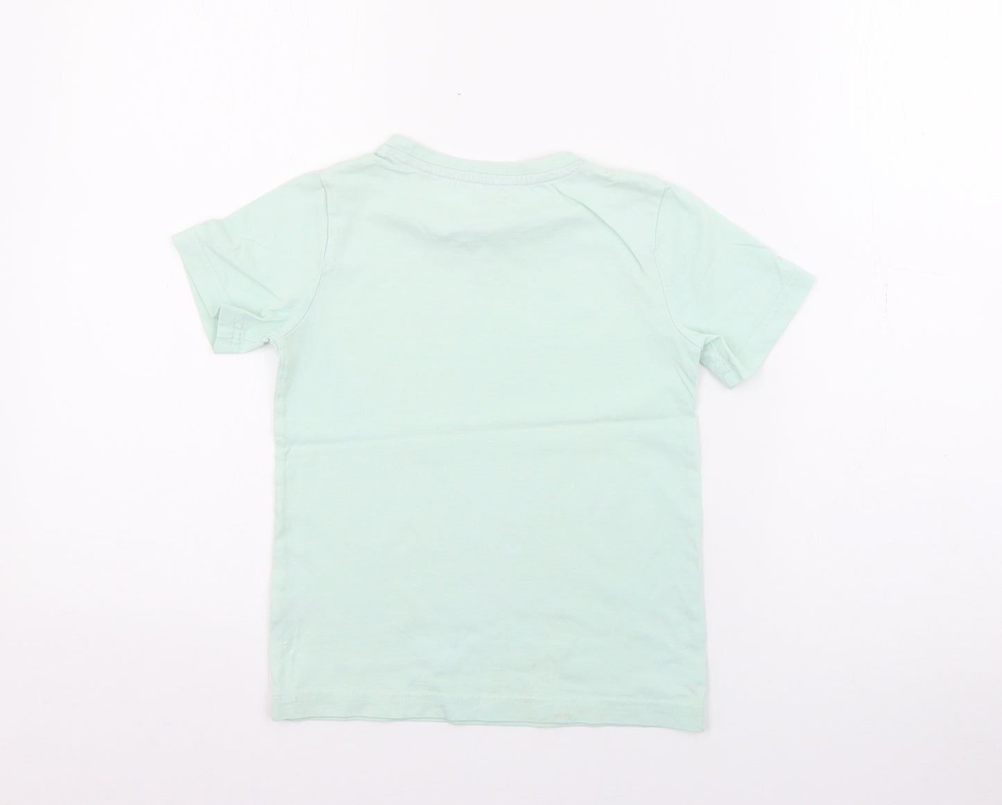 TU Boys Blue  Cotton Basic T-Shirt Size 4-5 Years Crew Neck  - Dinosaur