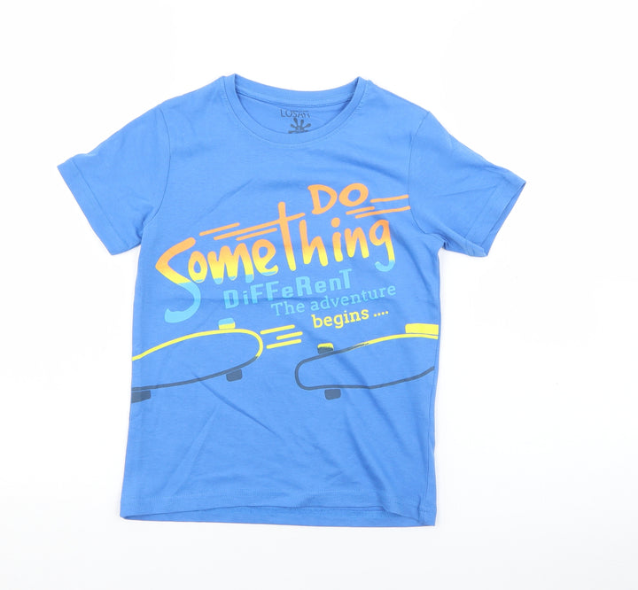 Losan Boys Blue Cotton Basic T-Shirt Size 6 Years Crew Neck - Skate