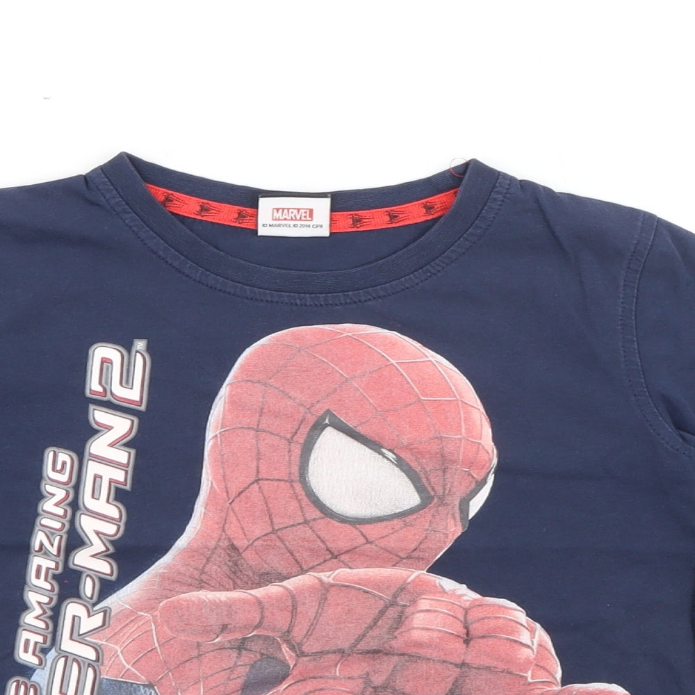 George Boys Blue  Cotton Basic T-Shirt Size 3-4 Years Crew Neck  - Spiderman