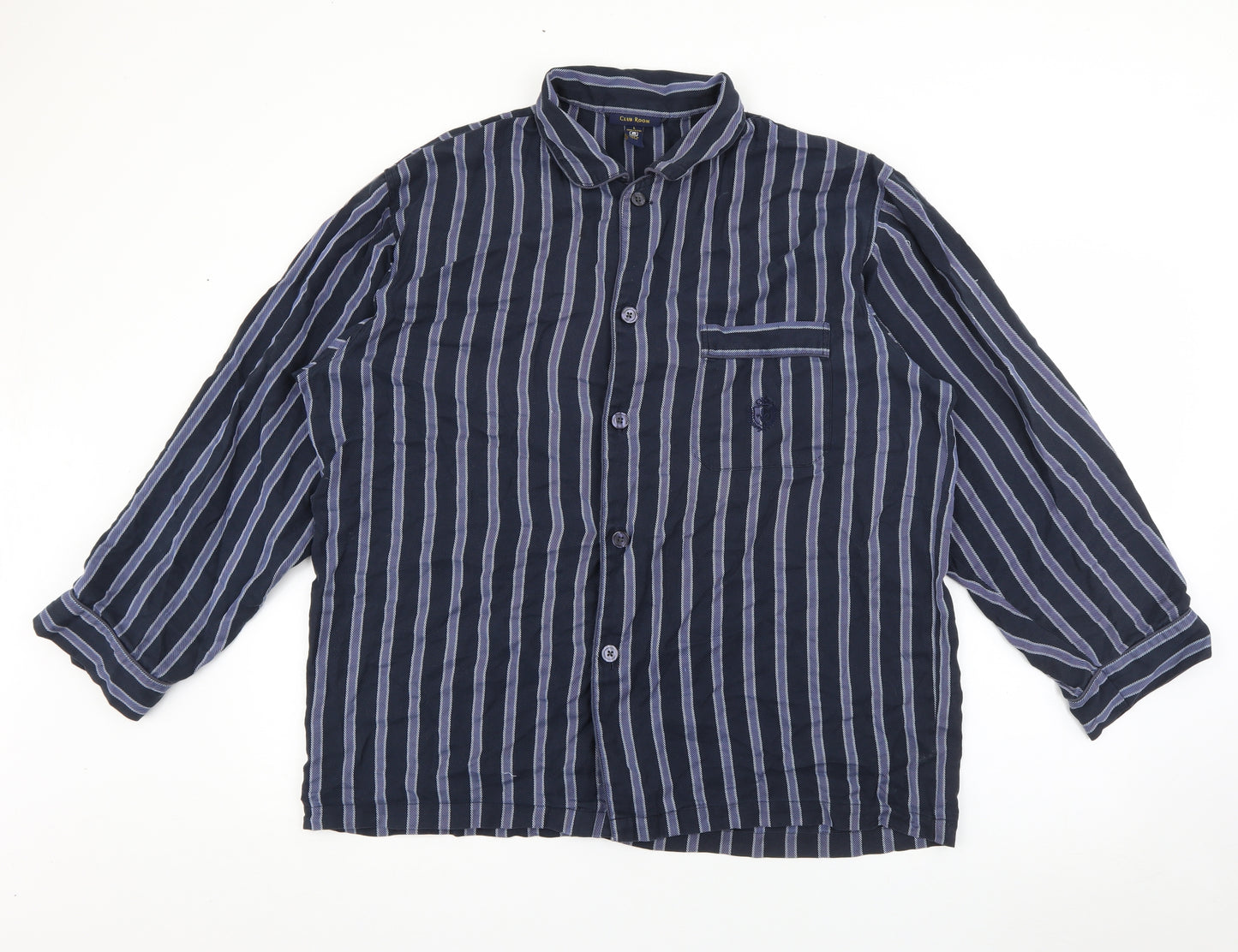 Club Room Mens Blue Striped Cotton  Button-Up Size L Collared Button