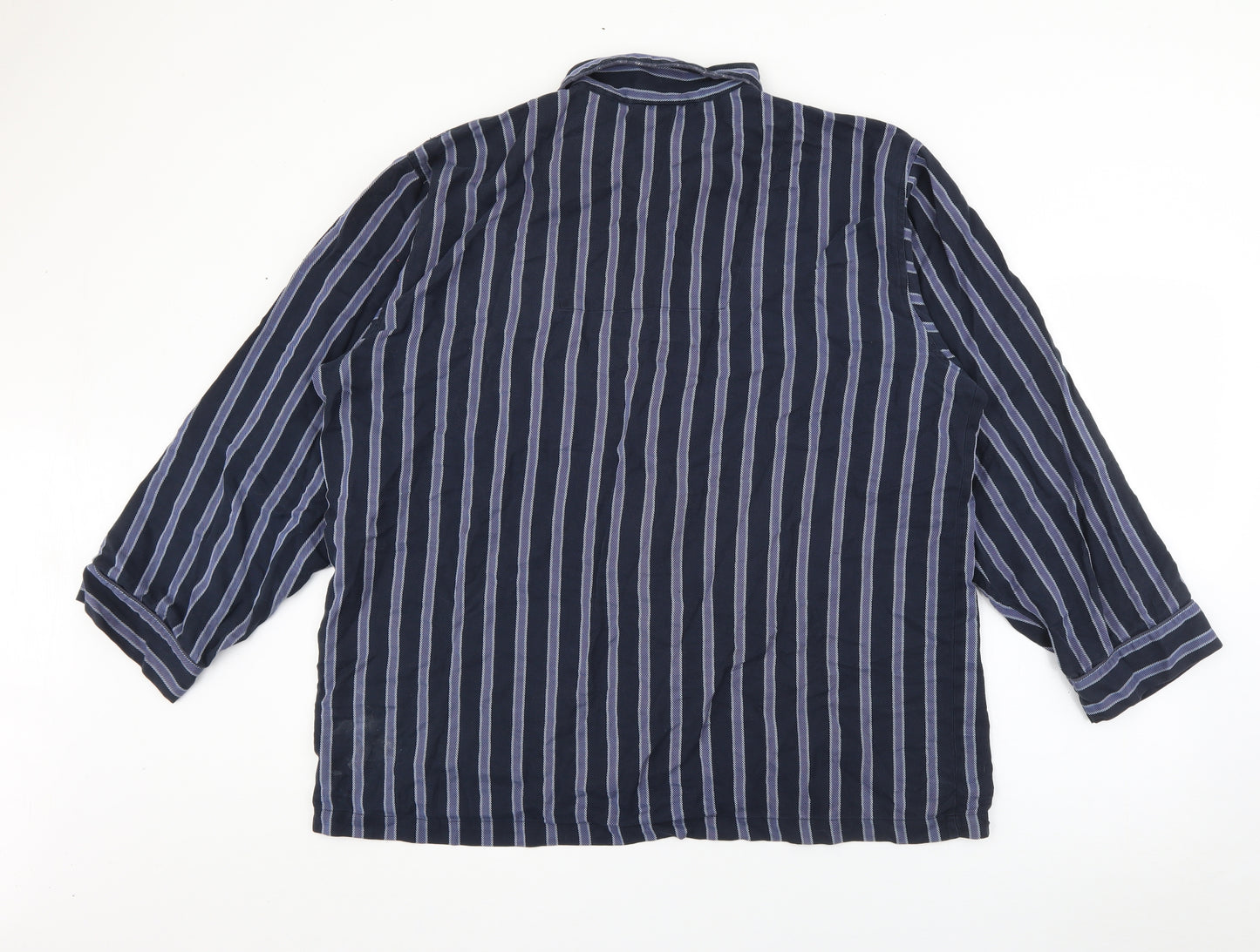Club Room Mens Blue Striped Cotton  Button-Up Size L Collared Button