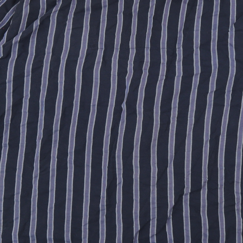 Club Room Mens Blue Striped Cotton  Button-Up Size L Collared Button