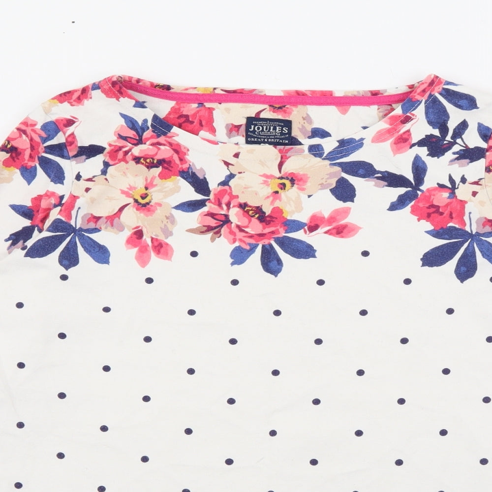 Joules Womens White Boat Neck Polka Dot Cotton Pullover Jumper Size 14