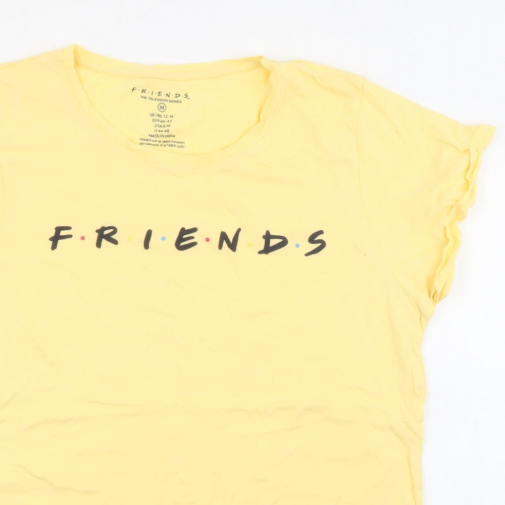 Primark Womens Yellow  Cotton Basic T-Shirt Size M Crew Neck - Friends