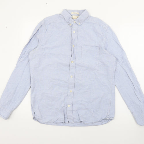 H&M Mens Blue  Cotton  Button-Up Size S Collared Button