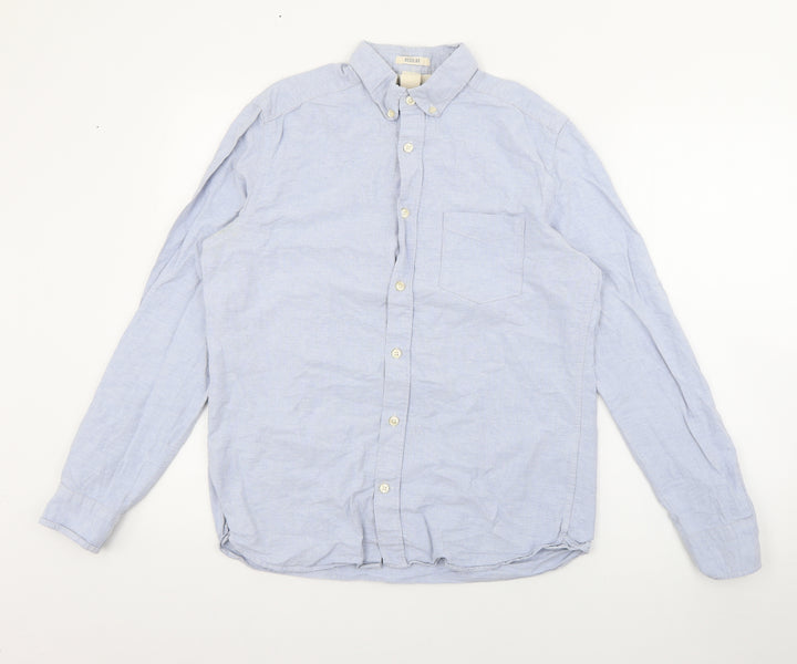 H&M Mens Blue  Cotton  Button-Up Size S Collared Button
