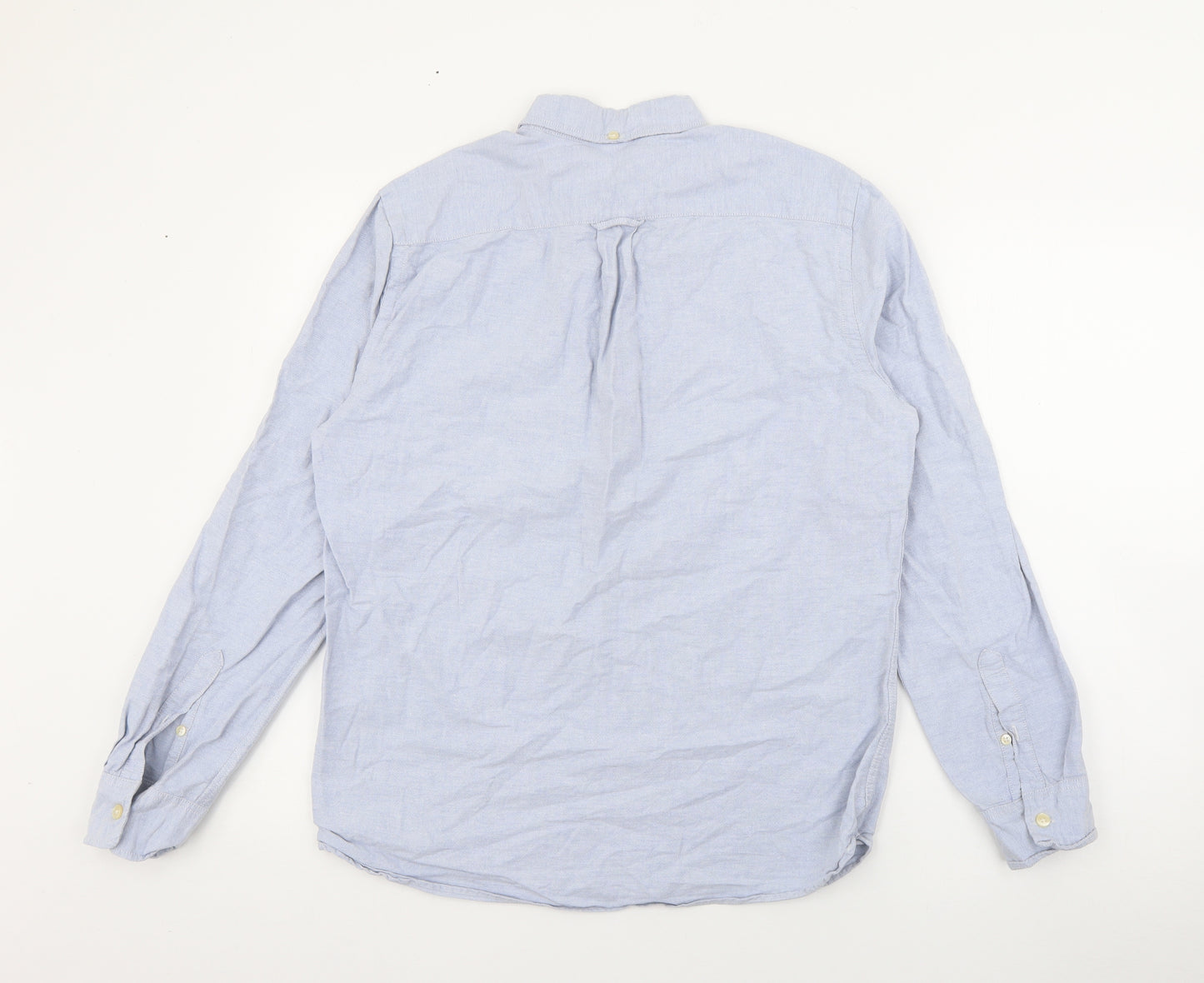 H&M Mens Blue  Cotton  Button-Up Size S Collared Button