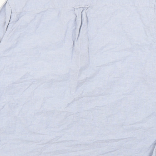 H&M Mens Blue  Cotton  Button-Up Size S Collared Button