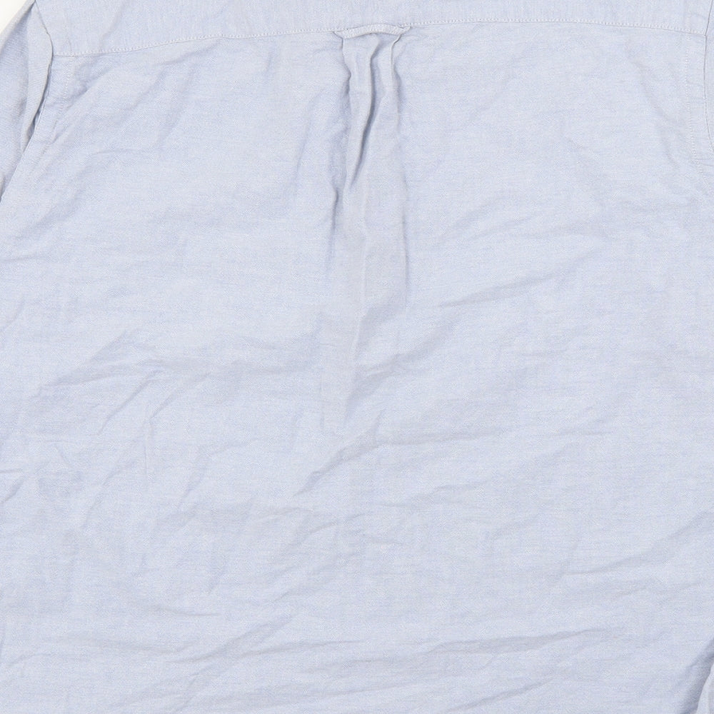 H&M Mens Blue  Cotton  Button-Up Size S Collared Button