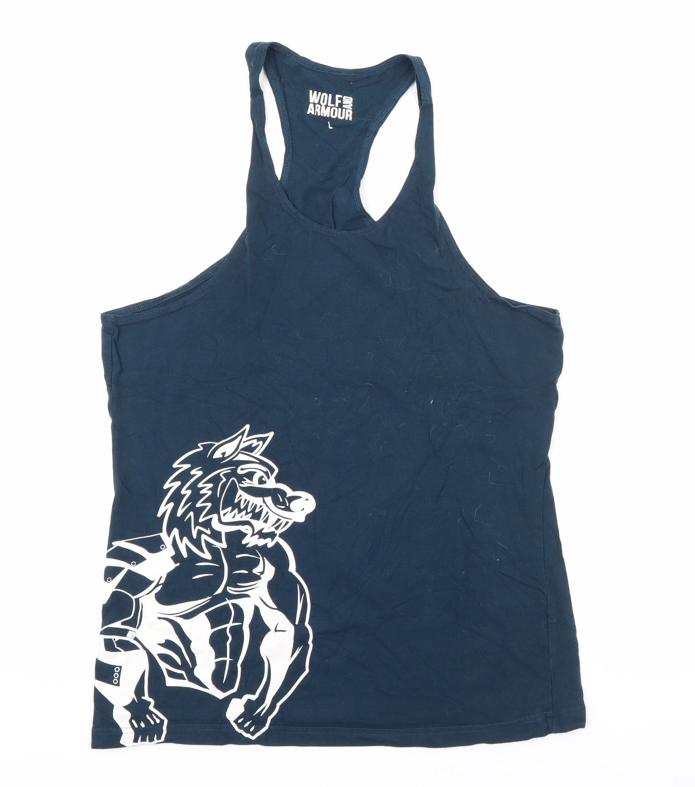 Wolf and Armour Mens Blue  Cotton Camisole Tank Size L Scoop Neck