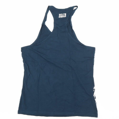 Wolf and Armour Mens Blue  Cotton Camisole Tank Size L Scoop Neck