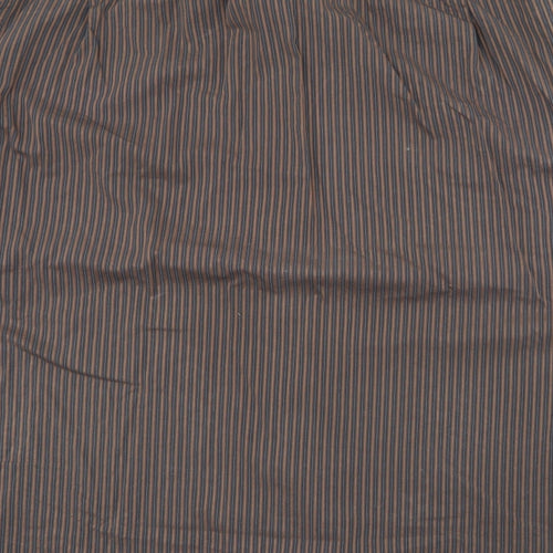 Jousipaita Mens Brown Striped Cotton  Button-Up Size 45 Collared Button