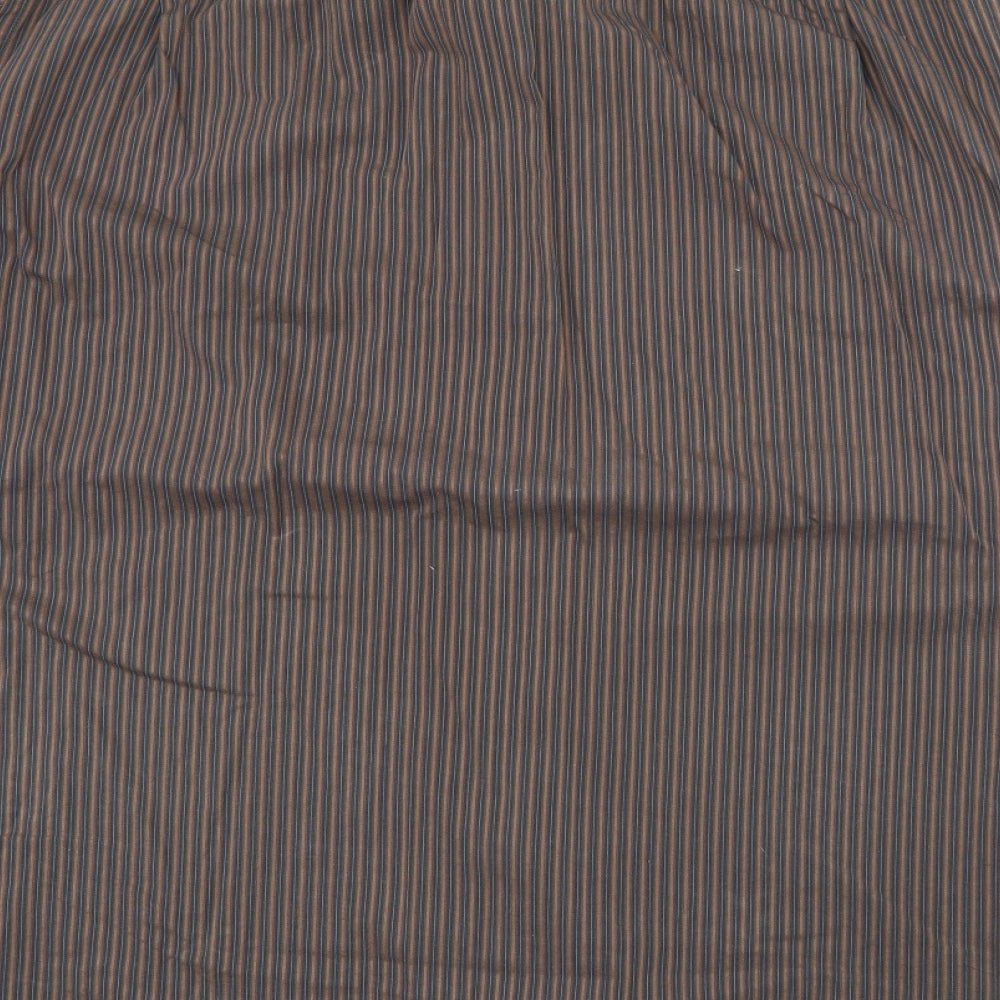 Jousipaita Mens Brown Striped Cotton  Button-Up Size 45 Collared Button