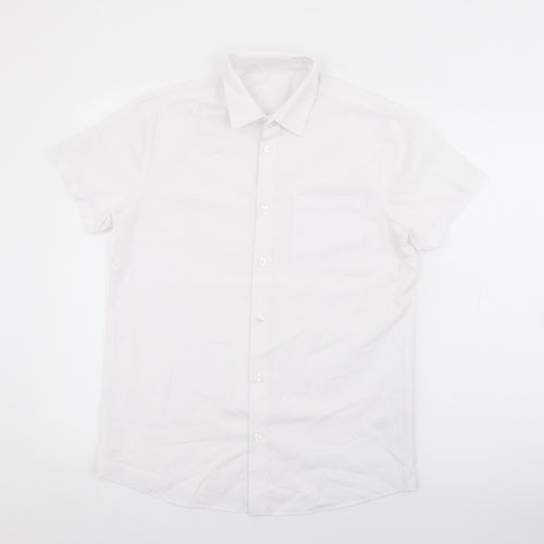 George Boys White  Polyester Basic Button-Up Size 13-14 Years Collared Button