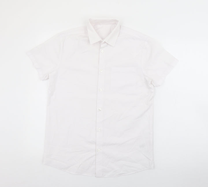 George Boys White Polyester Basic Button-Up Size 13-14 Years Collared Button