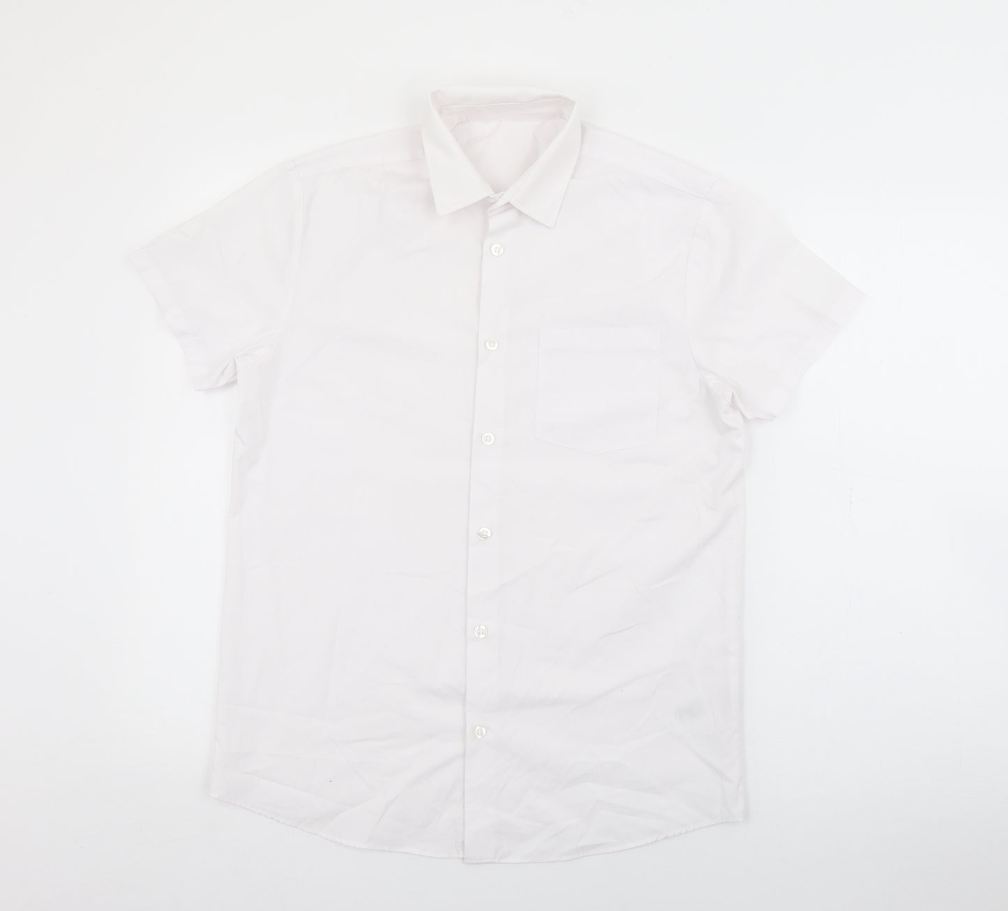 George Boys White  Polyester Basic Button-Up Size 13-14 Years Collared Button