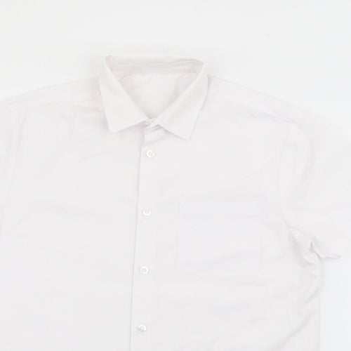 George Boys White  Polyester Basic Button-Up Size 13-14 Years Collared Button