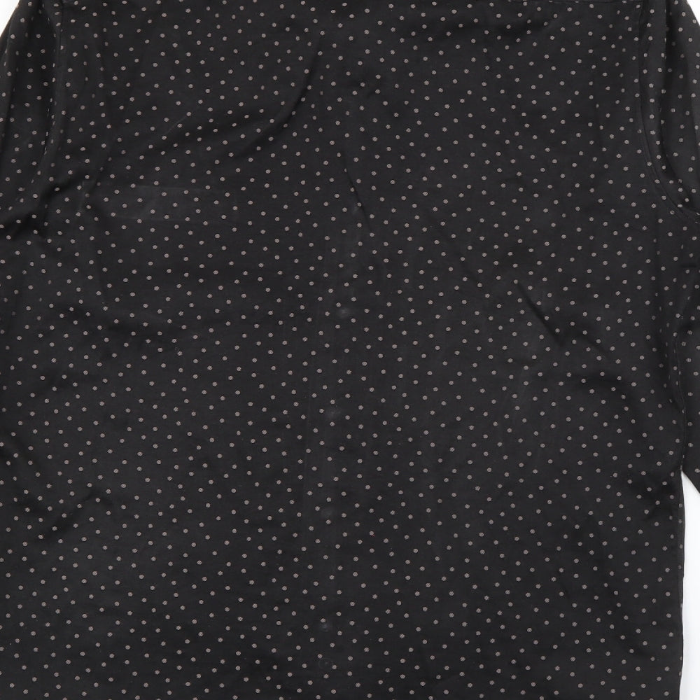 Enrage Mens Black Polka Dot Polyester  Dress Shirt Size M Collared Button