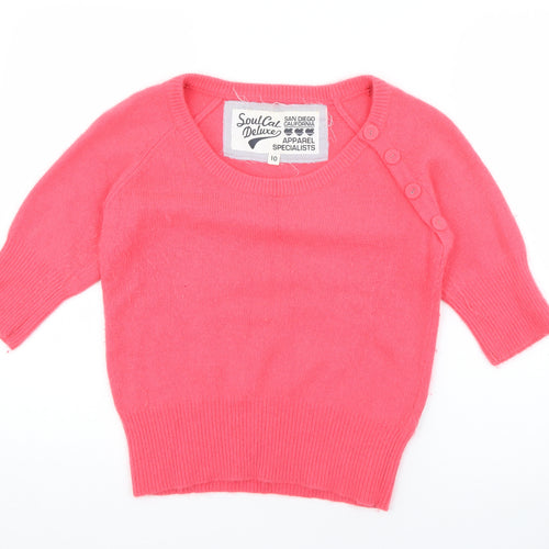 Soulcal Womens Pink Scoop Neck  Nylon Pullover Jumper Size 10