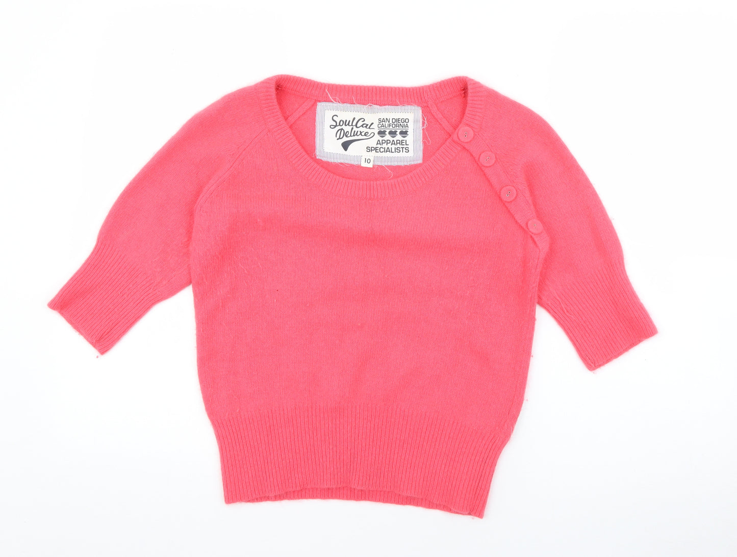 Soulcal Womens Pink Scoop Neck  Nylon Pullover Jumper Size 10