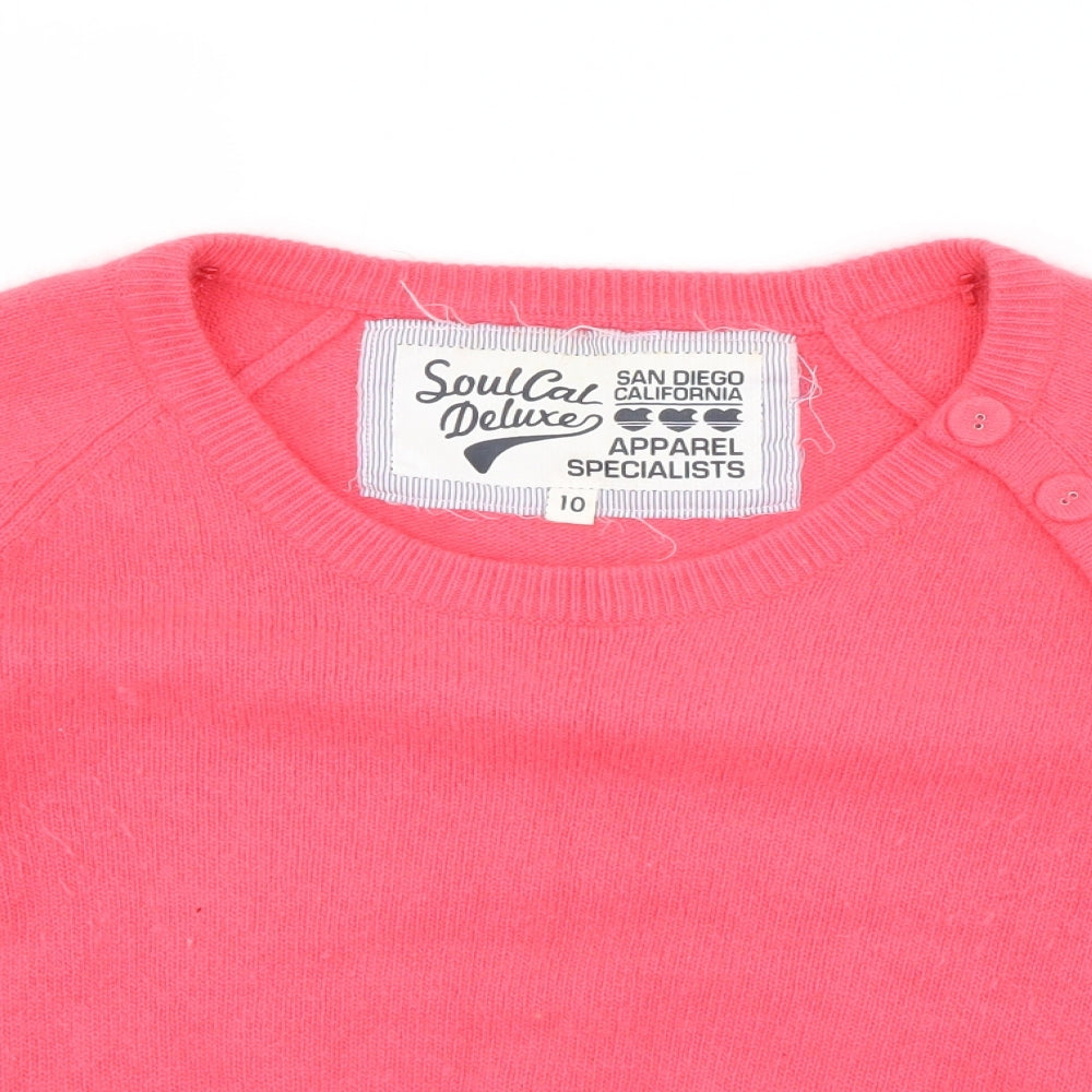 Soulcal Womens Pink Scoop Neck  Nylon Pullover Jumper Size 10