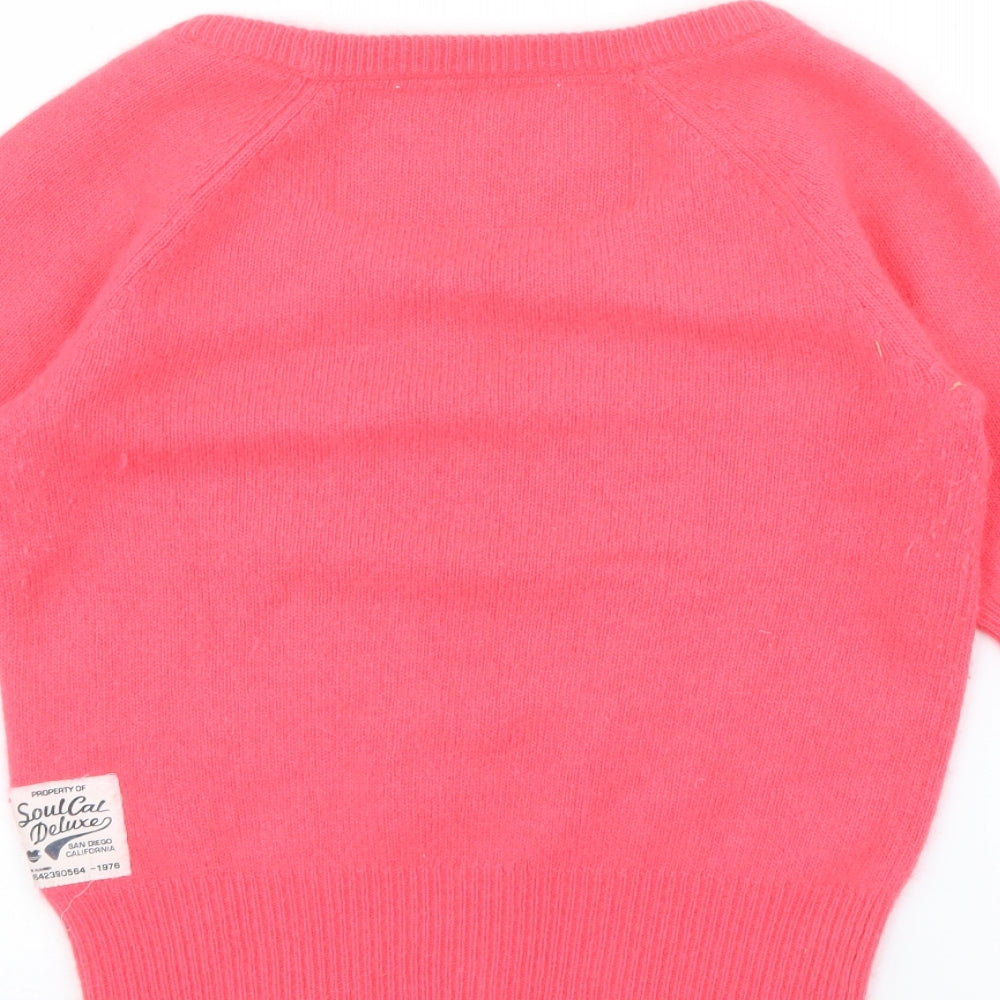 Soulcal Womens Pink Scoop Neck  Nylon Pullover Jumper Size 10
