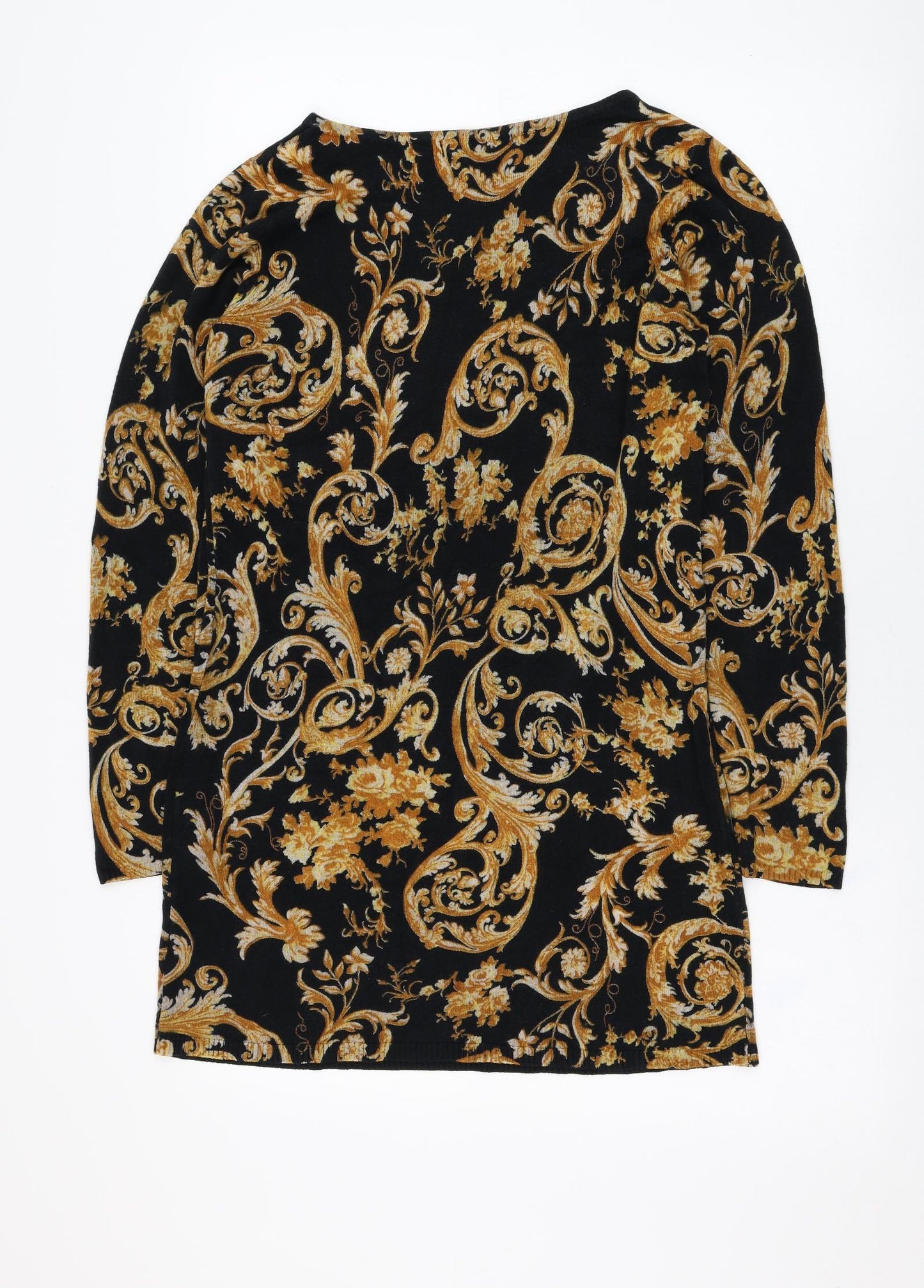 Marks and Spencer Womens Black Round Neck Geometric Acrylic Pullover Jumper Size 12